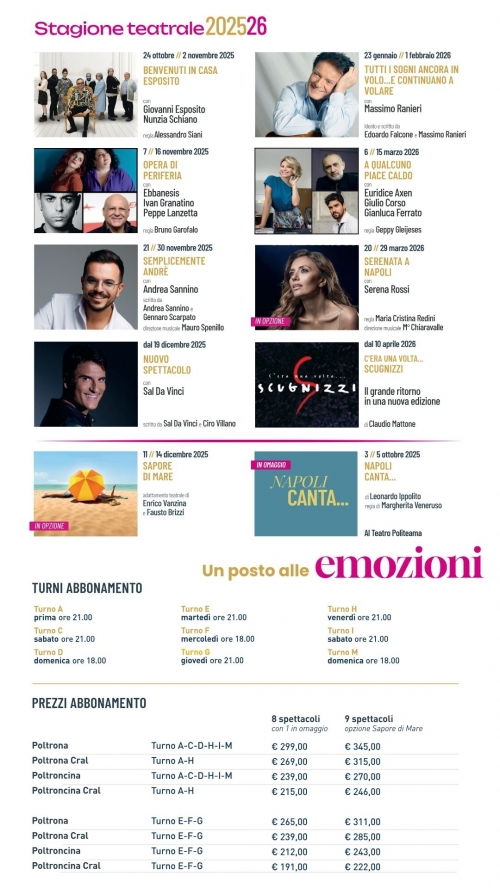 STAGIONE TEATRALE 2025//26 - TEATRO AUGUSTEO - Napoli